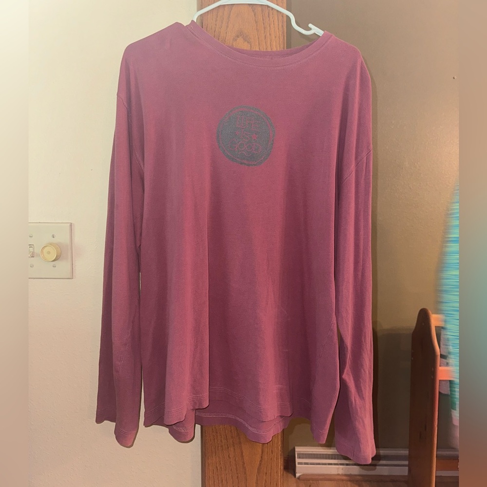 SOLD Large purple long sleeve Life is Good t shirt
